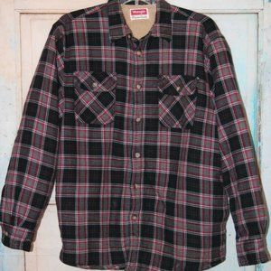 Men's VTG Wrangler Premium Plaid Flannel Sherpa-Lined Shirt Jacket